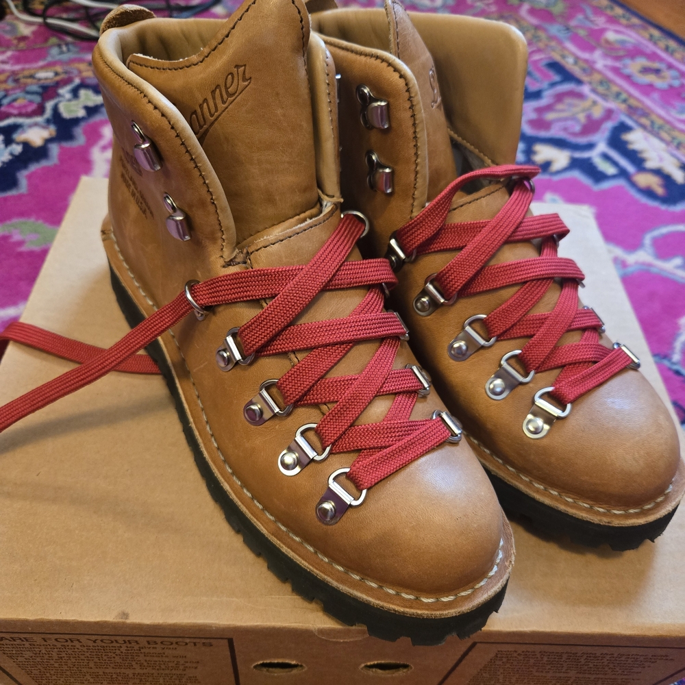 Danner Tan Leather Hiker Boots with Red Laces